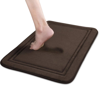 ITSOFT Memory Foam Bath Mat 24x16, Non Slip, Machine Washable, Quick Dry & Absorbent Rugs, Bath Mats for Bathroom Floor, Tub & Shower, Bathroom Rug, Chocolate Brown