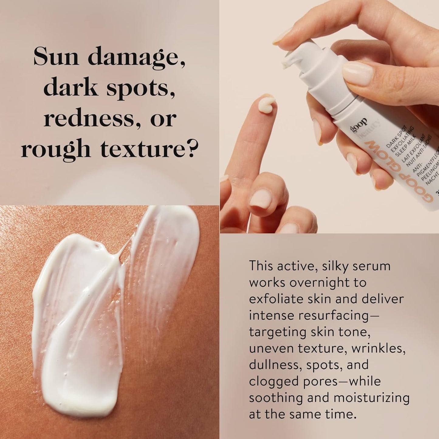 goop Beauty Sleep Milk Serum | Intense Face Exfoliator to Smooth Uneven Texture, Wrinkles, & Pores | Glycolic Acid & Hyaluronic Serum | Dark Spot Corrector | 1 fl oz