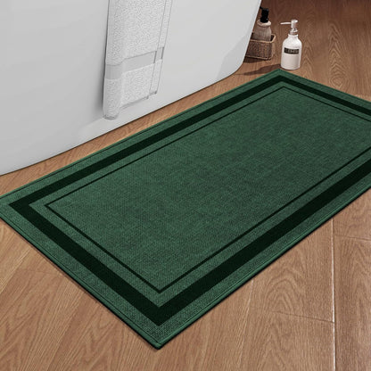 chakme Bathroom Rugs Mat 47x24, Ultra Thin Non Slip Bath Mat Large Quick Dry Absorbent Bath Mat for Bathroom Floor, (Dark Green, 47"x24")