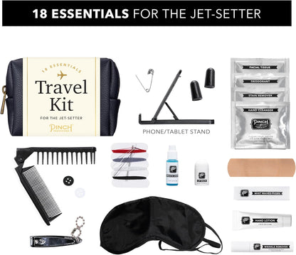 Pinch Provisions Travel Kit, includes 18 Must-Have Emergency Essential Items for Travelling, Ideal Road Trip or Airport Gift for Friends, Family & Peers, Portable Pouch