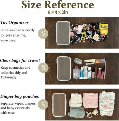 4 pcs Clear Zipper Pouches,Hard Shell Zipper Case, Toiletry Bag for Travel, CLear Diaper Bag, Toiletry Pouch, Travel Organizer, Clear Cosmetic Bag,Toy Storage Bins (M+3S)(Black)