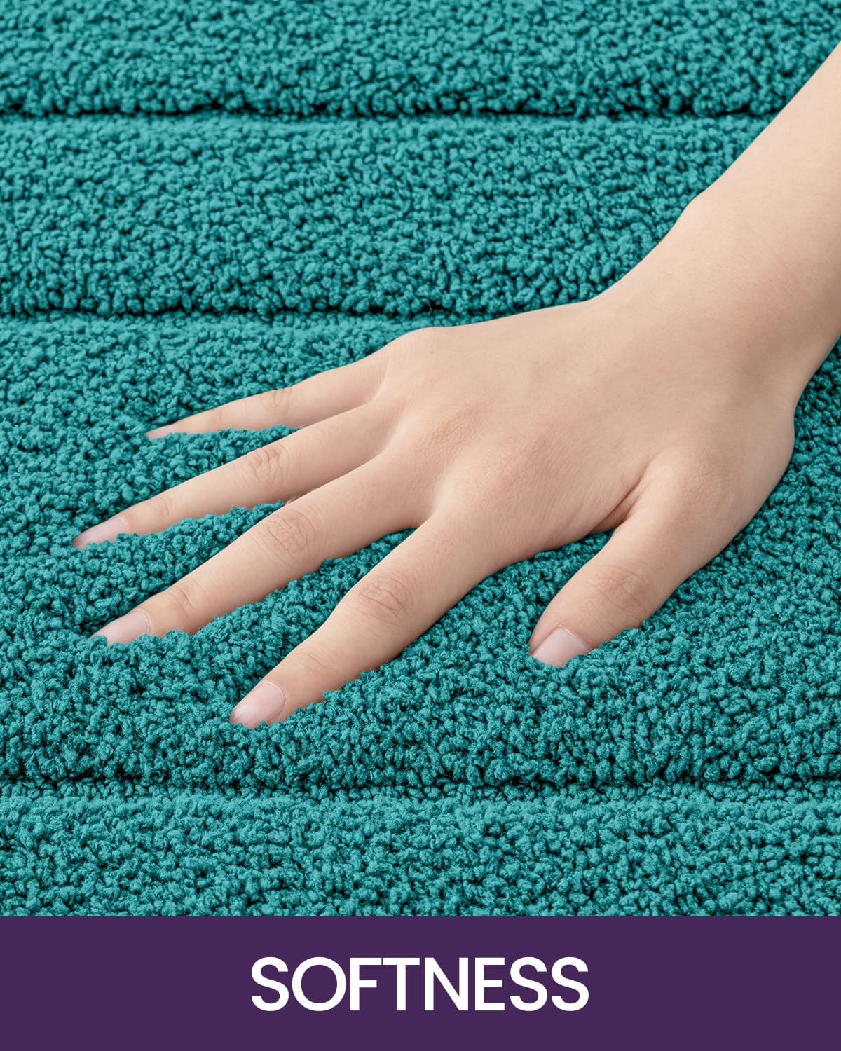 DEXI Bathroom Rug 24x16, Non Slip Washable Bath Mat for Shower Floor, Absorbent Soft Bathmat with Rubber Backing, Quick Dry Microfiber Carpet, Teal
