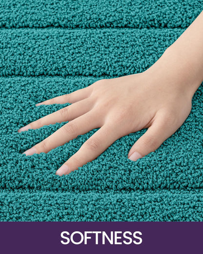 DEXI Bathroom Rug 24x16, Non Slip Washable Bath Mat for Shower Floor, Absorbent Soft Bathmat with Rubber Backing, Quick Dry Microfiber Carpet, Teal