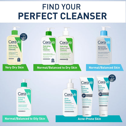 CeraVe Renewing Salicylic Acid Cleanser, Formulated With Hyaluronic Acid, Niacinamide, & Ceramides, Gentle BHA Exfoliating Face Wash Smooths & Softens Skin, Non Comedogenic & Fragrance Free, 16 Ounce