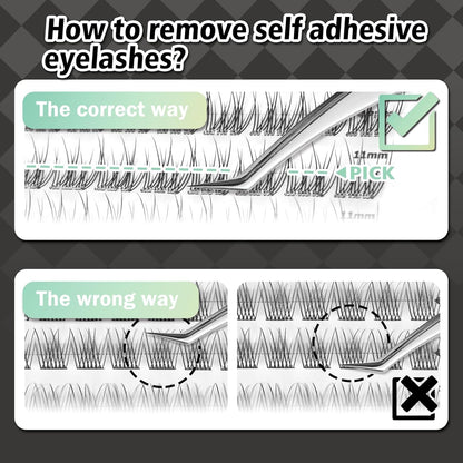 Self Adhesive Eyelashes, 156 Pcs Self Adhesive Eyelash Clusters, No Glue Needed, Invisible Band Lash Clusters - Longer Lasting, No Sticky Residue Pre Glued Eyelashes (Natural-Invisible Band)