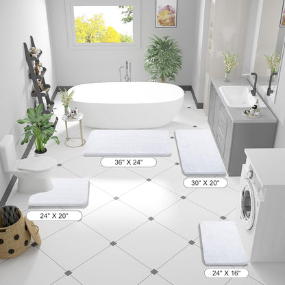 OLANLY Bathroom Rugs 47x17, Extra Soft Absorbent Chenille Bath Rugs, Rubber Backing Quick Dry, Machine Washable Bath Mats for Bathroom Floor, Tub and Shower, Home Decor Accessories, White