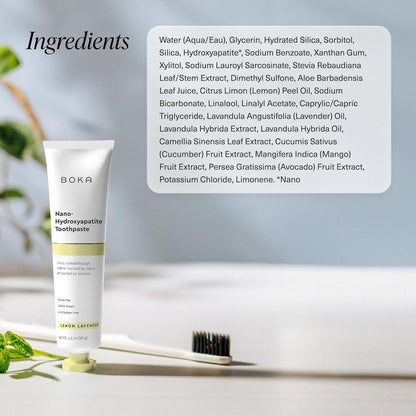 Boka Fluoride Free Toothpaste, Nano Hydroxyapatite Toothpaste, Appropriate for Sensitive Teeth - for Adult, Kids Oral Care - Lemon Lavender Flavor, 1.3 Fl Oz 2Pk US Manufactured