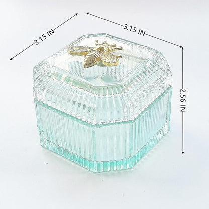 Body Powder Puff and Container - Glass Dusting Powder Container with Soft Puffs Vintage Powder Puff Case for Women & Girls (3.15x3.15x2.56 H IN) - GRB015-Light Green
