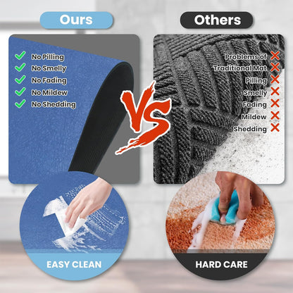 Diatomaceous Earth Bath mat Bathroom Rugs Super Absorbent Quick Dry Non Slip Bath Mat Thin Bathroom Floor Mats Fit Under Door-Shower Rug for in Front of Bathtub Shower, Blue, 15.7"*23.6"