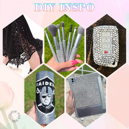 25000Pcs Resin Rhinestones with B7000 Jewelry Glue for Crafting, Silver 2-6mm Non Hotfix Flatback Gems, Bedazzling Crystal for DIY Crafts Clothing Tumblers Mugs Shoes Fabric Decor Nail Art