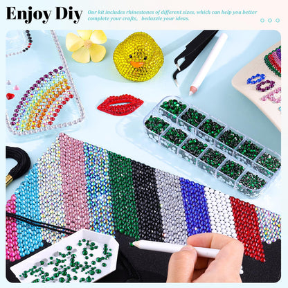 6100Pcs Resin Rhinestones for Crafting with 2Pcs 10ml B7000 Jewelry Glue, 1 Box Flatback Crystals Diamond (Emerald Green) for Bedazzling Crafts DIY Nail Art Non Hotfix Gems for Clothing Shoes