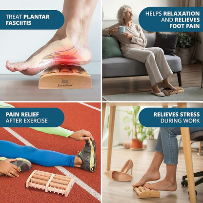 TheraFlow Wooden Foot Massager for Plantar Fasciitis Relief | Feet Roller for Neuropathy and Deep Tissue Massage | Relaxing Gifts for Mom and Dad, XL Dual Reflexology and Trigger Point Therapy