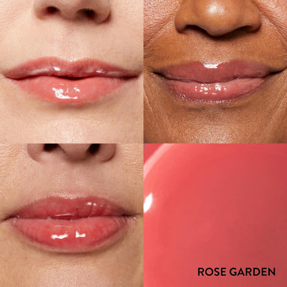 LAURA GELLER NEW YORK Fine Shine Glossy Lip Oil Duo, Rose Garden + Glass Half Full - Clear Pink Lip Gloss with Hydrating Squalane