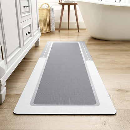 MontVoo-Bath Mat Rug Long Non Slip Super Absorbent Bathroom Runner Stain Resistant Quick Dry Thin Bathroom Mat Fit Under Door-24"x70",Gray