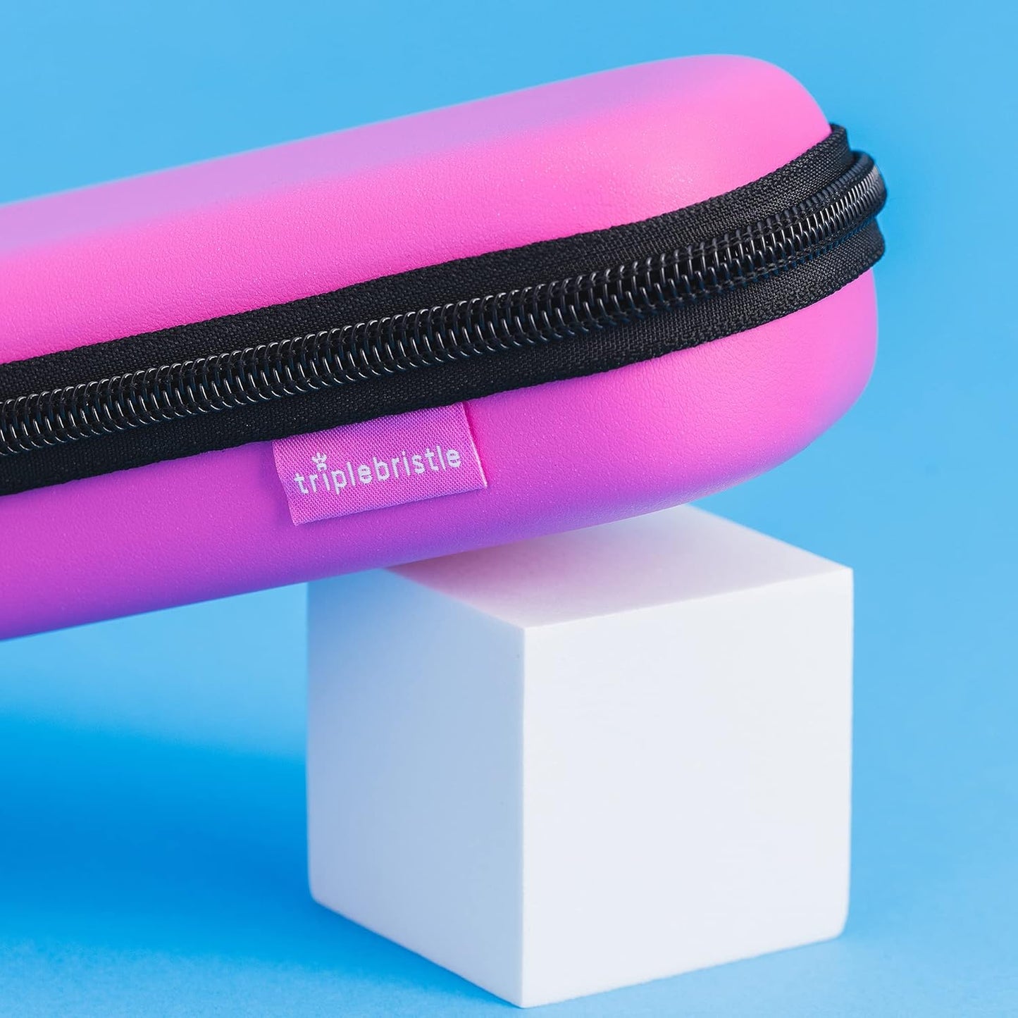 Triple Bristle Sonic Toothbrush Travel Case | Portable Breathable Toothbrush Hard Carrying Bag for Traveling, Camping, Business Trip | Mesh Pocket for Accessories | Pink