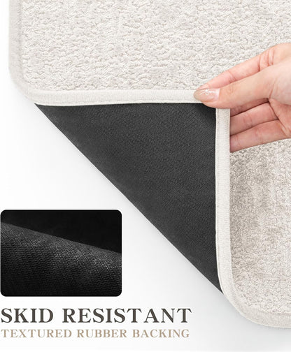 chakme Bathroom Rug Sets 3 Piece, Ultra Thin Bath Mat Quick Dry Bath Mat Set, Absorbent Bath Mat for Bathroom Non Slip Machine Washable, (White, 3 Piece)