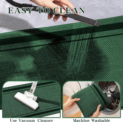 chakme Bathroom Rugs Mat U-Shaped 24x17, Ultra Thin Non Slip Bath Mat Small Quick Dry Absorbent Bath Mat for Bathroom Floor, (Dark Green, U-24"x17")