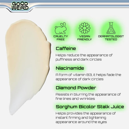 GOOD WEIRD Cold Brew Undereye - Vegan Caffeine Under Eye Serum Cream for Dark Circles and Wrinkles | For Men and Women | Brightening and Smoothing | Subtle Shimmer | Allure Award Winner 0.42 fl. oz.