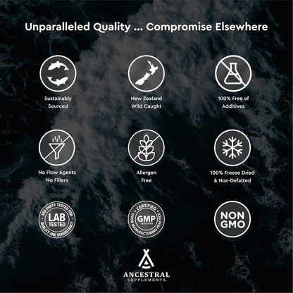 Ancestral Supplements Wild Caught Fish Eggs, 2400mg, Omega-3 Supplement Supports Brain, Heart, Fertility and Inflammatory Health, Whole Food Source of Vitamin D, K2, and A, Non-GMO, 180 Capsules