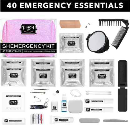 Pinch Provisions Shemergency Kit for Her, 40 Emergency Essential Items, Compact, Multi-Functional Pouch, Gift for Women, Birthday, Bachelorette Parties, and More!