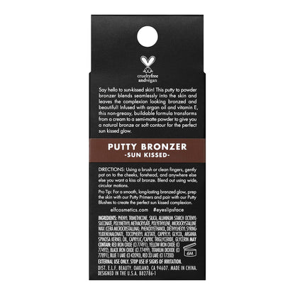 e.l.f. Putty Bronzer, Creamy & Highly Pigmented Formula, Creates a Long-Lasting Bronzed Glow, Infused with Argan Oil & Vitamin E, Sun Kissed, 0.35 Oz