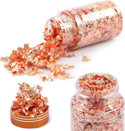 Gilding Flakes Set,Gold Foil Flakes for Resin,3 Bottles Metallic Foil Flakes for Resin Jewelry Making,Nails,Painting Art,Crafts and Slime(Gold, Silver, Copper Colors)