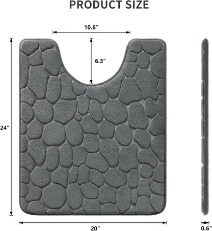 YIHOUSE Memory Foam Bath Mat Cobblestone Bathroom Rugs Super Water Absorbent Bath Mats for Bathroom Machine Washable Bath Rugs(20 x 24,Dark Gray)