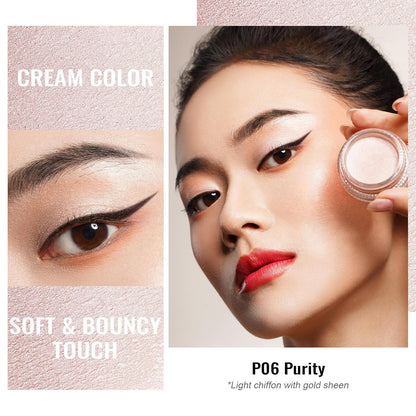 Oulac Shimmer Cream Eyeshadow also for Highlighter Blendable Eye Shadow Waterproof&Long Lasting with Moisturizing Formula Soft Shimmer Eye Make-up,Vegan & Cruelty-Free,6g P06