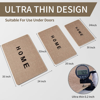 Brown Bath Mat Bathroom Rugs, Ultra Thin Bath Mats Fit Under Door Bathroom Floor, Super Absorbent Quick Dry Machine Washable Bath Rug Shower Mat, Non Slip Rubber Backing, 24" x 35"