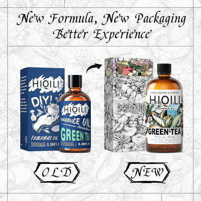 HIQILI Green Tea Fragrance Oil for Candle & Soap Making, Refreshing Scents, for Home Diffusers, Laundry Dryer Balls - 5.07 Fl Oz