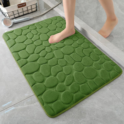 YIHOUSE Memory Foam Bath Mat Cobblestone Bathroom Rugs Super Water Absorbent Bath Mats for Bathroom Machine Washable Bath Rugs(26 x 50,Green)