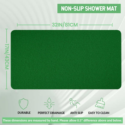 Non-Slip Bathtub Mat, Anti Slip Shower Mat, Fast Drying Bathtub Mats, Foot Scrubber Mat, Anti Slip Mat for Tub, Floor, Bathroom, Kitchen, Home, Hotel (Dark Green 32"×17")