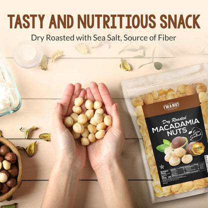 Oven Roasted Macadamia Nuts with Sea Salt 24oz (1.5 lb) Batch Tested Peanut & Gluten Free | No Oil | No PPO | Fancy Whole | Made from Natural Macadamia Nuts