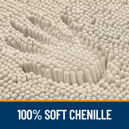 OLANLY Bathroom Rugs 24x16, Extra Soft Absorbent Chenille Bath Rugs, Rubber Backing Quick Dry, Machine Washable Bath Mats for Bathroom Floor, Tub and Shower, Home Decor Accessories, Sand