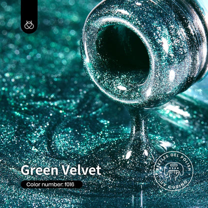 Beetles Green Cat Eye Gel Nail Polish, 9ml Glitter Gel Polish with Magnet Shimmer Green Velvet Soak Off UV LED Nail Lamp Nail Art DIY Home Manicure Design Gift for Women