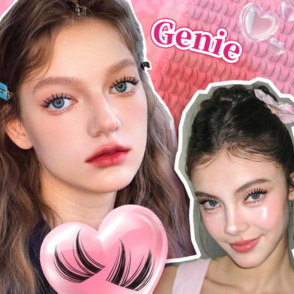 PROLASHBEAUTY Manga Lash Clusters Kit Wispy Eyelash Clusters DIY Lash Extension Kit Individual lashes Incisible Band Eyelash Extension Kit with Lash Glue, Tweezers Lash Brush (Genie,8-16mix)