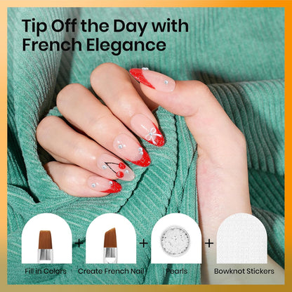 Beetles Nail Art Brushes, 8pcs Double-headed Nail Art Tool Set, Nail Dotting Tools, Striping Nail Art Brushes for Lines, Nail Drawing Pen with Bow knot Stickers Gift for Women