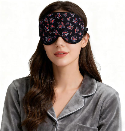 ALASKA BEAR Sleep Mask Memory Foam Contoured Eye Cups for Women and Men, Soft Stitched Edge 3D Blackout Eye Mask for Sleeping No Pressure on Eyelids and Eyelashes Protection, Earplugs Set, Floral
