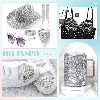 6100Pcs Resin Rhinestones for Crafting with 2Pcs 10ml B7000 Jewelry Glue, 1 Box Flatback Crystals Diamond (Clear) for Bedazzling Crafts DIY Nail Art Non Hotfix Gems for Clothing Shoes Tumblers