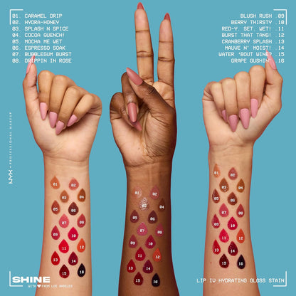 NYX PROFESSIONAL MAKEUP Lip IV Hydrating Glossy Lip Stain with 12HR Hydration - Red-y Set Wet (Red)