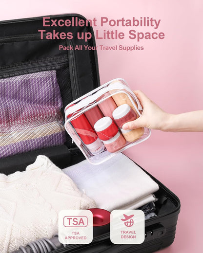 Travel Bottles for Toiletries 8 Pack, Travel Size Toiletries, Tsa Approved Travel Size Containers 3oz, with Travel Essentials Clear Bag, Leak Proof Silicone Squeezable Creams Jars