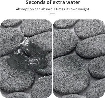 YIHOUSE Memory Foam Bath Mat Cobblestone Bathroom Rugs Super Water Absorbent Bath Mats for Bathroom Machine Washable Bath Rugs(20 x 24,Dark Gray)