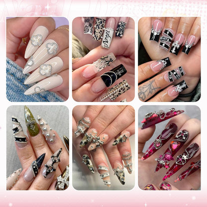 1-3MM Mini Small Nail Beads Metal Caviar Bead Silver Nail Charms and Gems Ball, Nail Chain for Nail Art Accessories Supplies Silver Rhinestones for Women Manicure