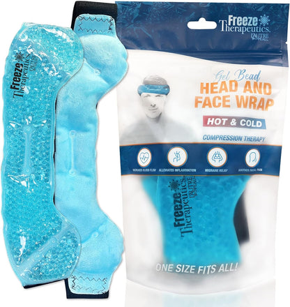 USA Merchant | Hot/Cold Plush Gel Bead Migraine Wrap| Freeze Therapeutics by L'AUTRE PEAU | Reusable Ice Packs with Flexible Beads | for Tension, Headaches, Sinus Pain, Congestion & Stress Relief