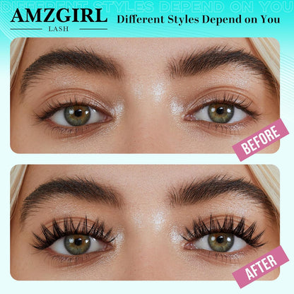 Lash Clusters Kit 200PCS 40D Eyelash Extension Kit D Curl Wispy Eyelash Clusters DIY Natural Individual Lashes Kits Lashes Extensions Kit with Lash Bond and Remover Eyelash Tweezer at Home（White Bond）