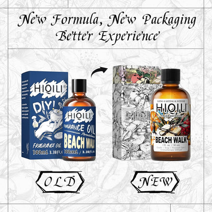 HIQILI Beach Walk Fragrance Oil for Diffuser & Humidifier, Candle & Soap Making, Luxury Hotel Scents, Perfect as a Gift - 1 Fl Oz