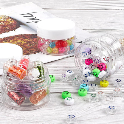 TUZAZO 24 Pack 1 Oz Small Plastic Container Jars with Lids and Labels BPA Free, Empty Round Clear Cosmetic Containers Plastic Slime Jars for Lotion, Cream, Ointments, Samples, Travel Storage (24)