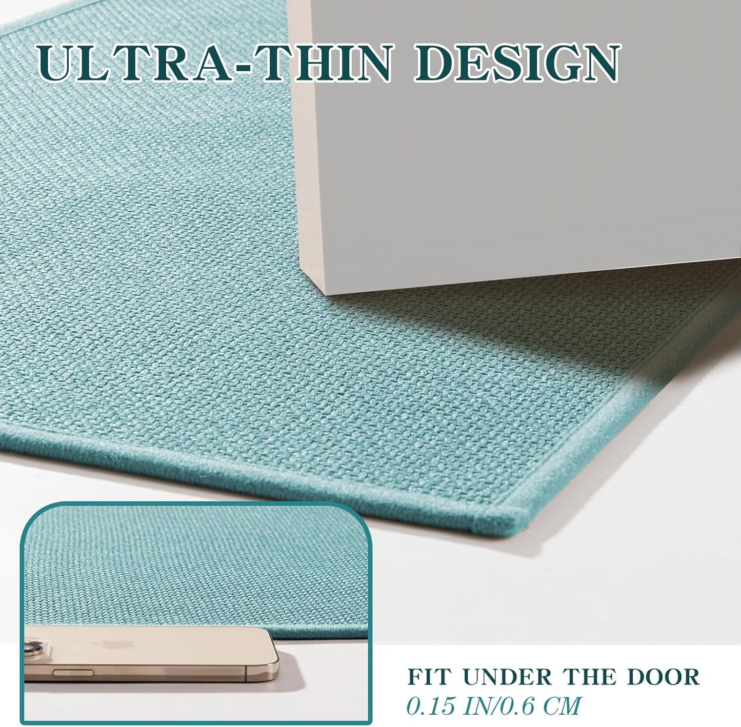chakme Bathroom Rugs Mat 59x17, Ultra Thin Non Slip Bath Mat Runner Quick Dry Absorbent Bath Mat for Bathroom Floor, (Light Blue, 59"x17")