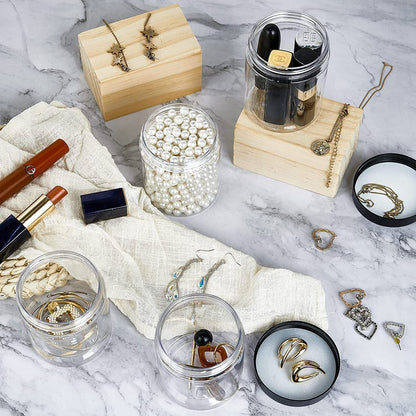 Eternal Moment 36 Pack 8 OZ Plastic Jars Round Clear Cosmetic Container Jars with White Lids, Perfect for Lotion, Slime，Cream, Ointments, Makeup, Eye Shadow, Samples, Pot, Travel Storage ﻿