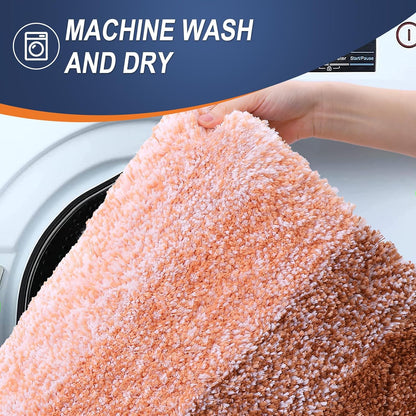 OLANLY Bathroom Rugs Mat 24x16, Extra Soft Absorbent Microfiber Bath Rugs, Rubber Backing, Quick Dry, Machine Washable Bath Mats for Bathroom Floor, Tub and Shower, Home Decor Accessories, Orange